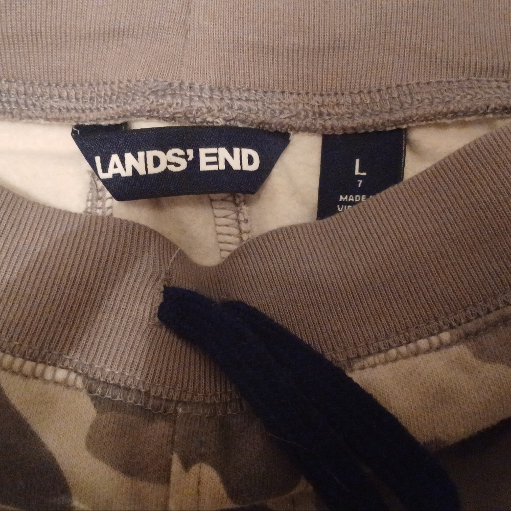 Boys Lands' End Camouflage Sweatpants Pants grey gray Size 7 Camo